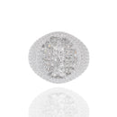 Rhodium Plated 925 Sterling Silver Iced Santa Muerte Statement Clear CZ 21.4mm Ring - PAR00440