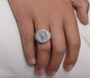 Rhodium Plated 925 Sterling Silver Iced Santa Muerte Statement Clear CZ 21.4mm Ring - PAR00440