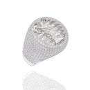 Rhodium Plated 925 Sterling Silver Iced Santa Muerte Statement Clear CZ 21.4mm Ring - PAR00440
