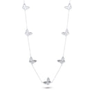 Rhodium Plated 925 Sterling Silver Diamond Cut Multiple Butterfly Charm 12mm x 9.5mm Adjustable Necklace - PXN00001