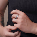 Anillo de bodas plano de plata de ley 925 pulida y martillada a mano - ANILLO 03-6 mm