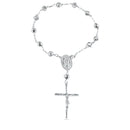 Rosario o pulsera de plata de ley 925 pulida con cuentas de diamante talladas en V de 4 mm - RJP00001