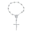 Rosario o pulsera de plata de ley 925 pulida con cuentas de diamante talladas en V de 5 mm - RJP00002