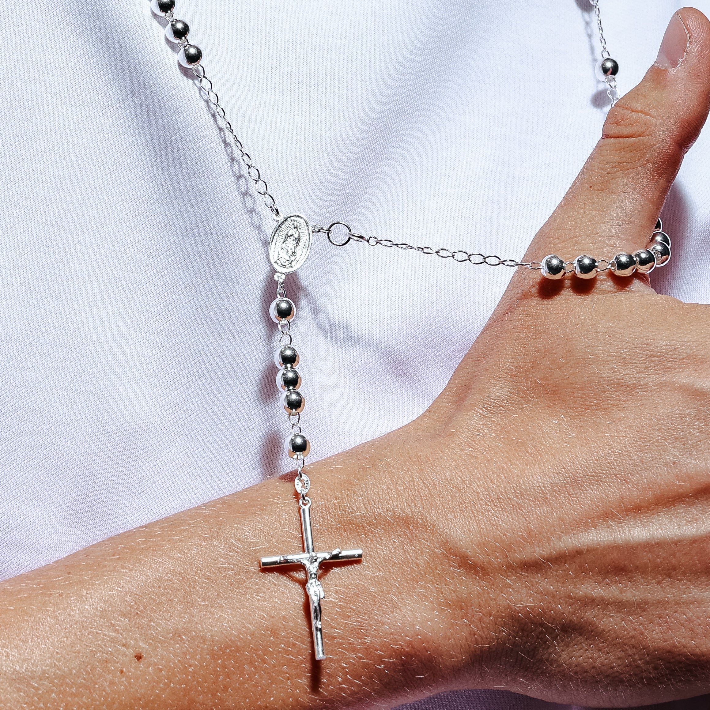 High Polished 925 Sterling Silver Rosary 6mm - RJP00008 | Silver