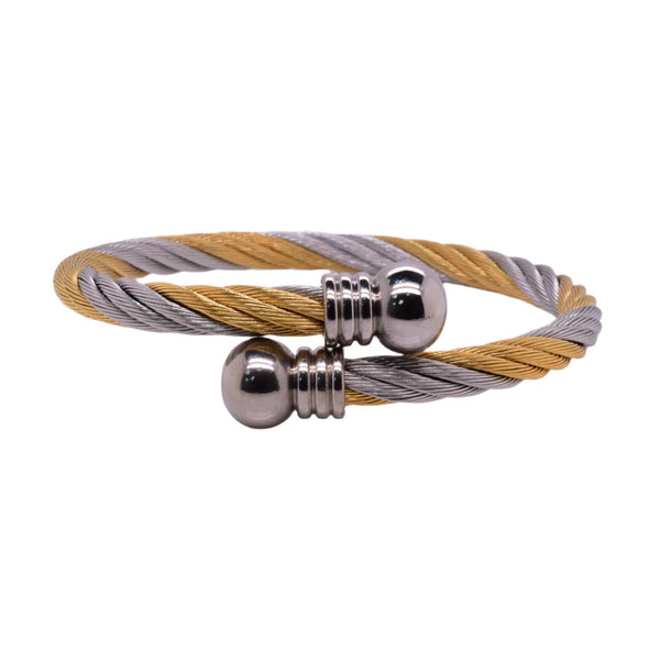 Stainless Steel 2 Toned Ball Ending Cable 5mm Bangle - SBB00018