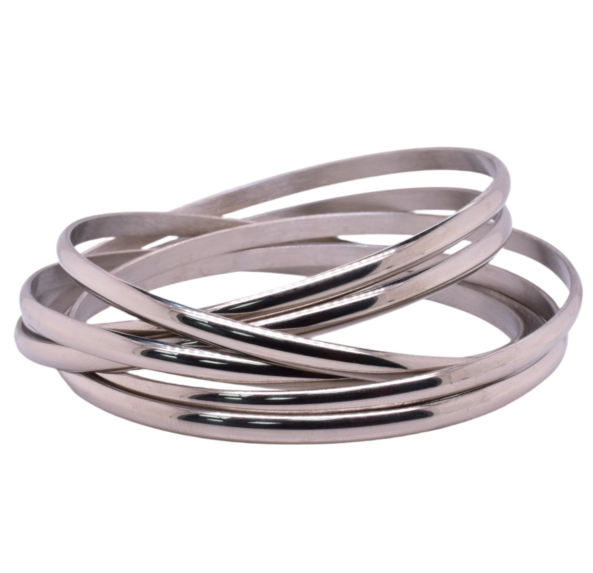Brazalete de acero inoxidable plateado de 7 días de 3,5 mm - SBB00023
