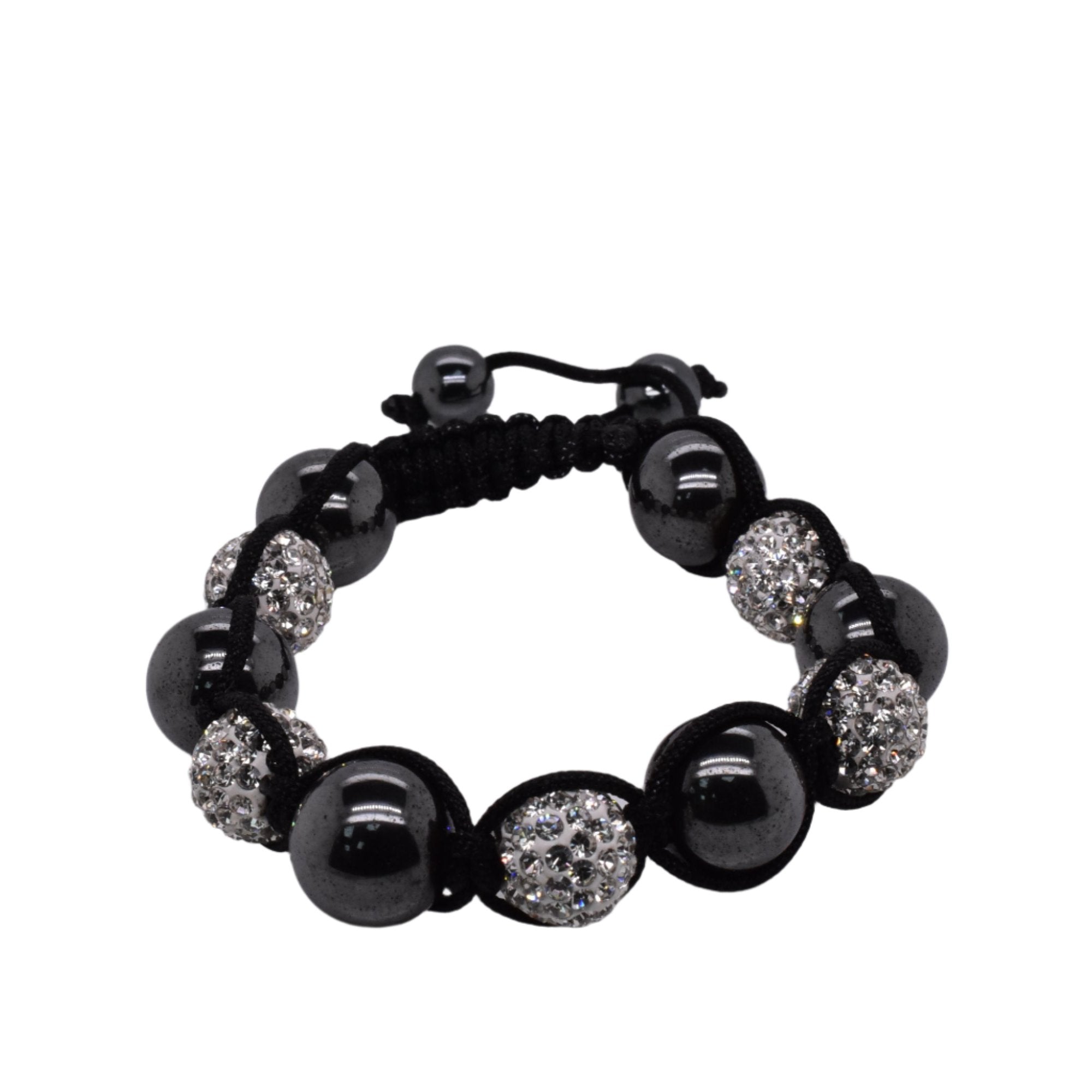 Pulsera Shamballa de acero inoxidable con hemetita y cristal - SBB00032