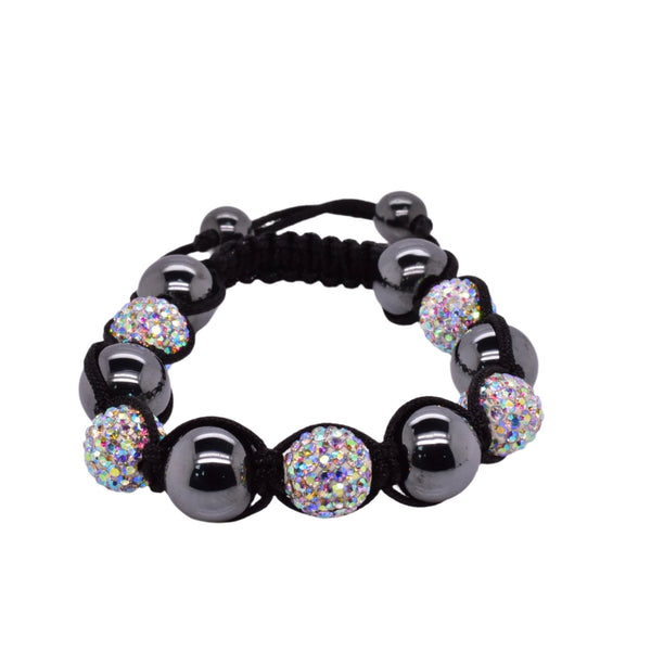 Stainless Steel Multicolor Crystal and Hematite Shamballa Corded
