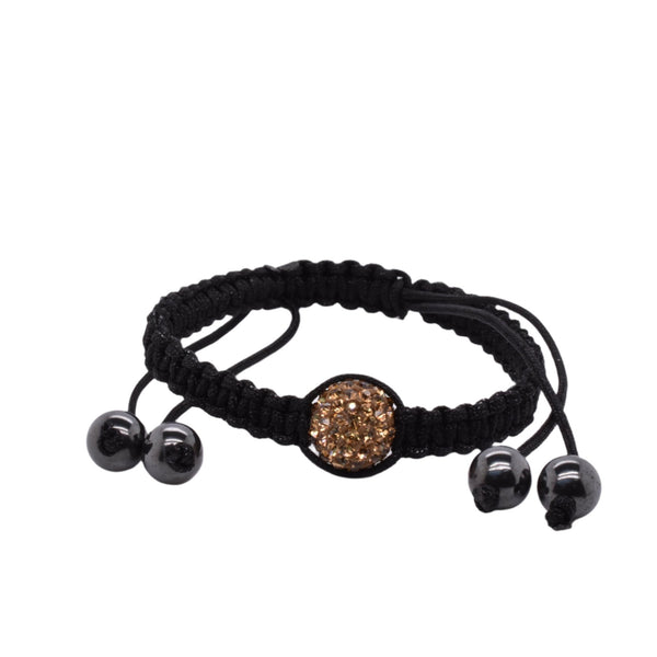 Stainless Steel Single Yellow Crystal and Four Hematite Beads