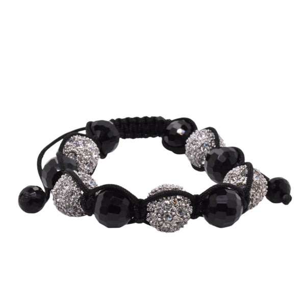 Stainless Steel Alternating Clear Crystal and Hematite Beads