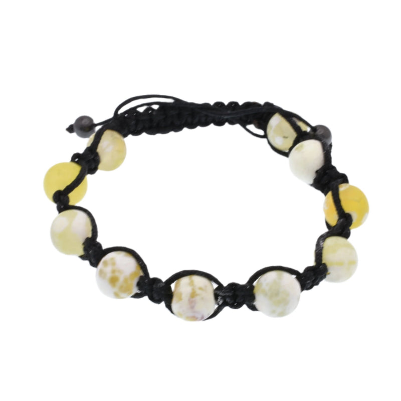 Stainless Steel Yellow Agate Cord Bracelet - SBB00080