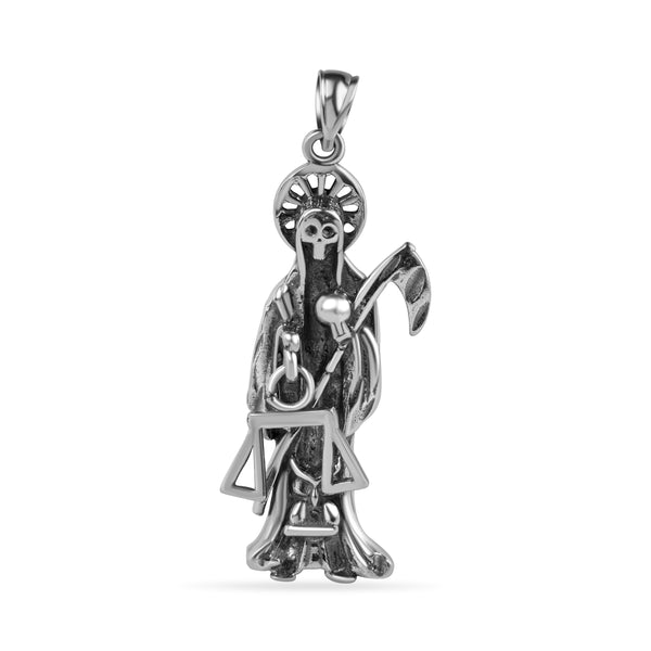 Santa factory Muerte Horseshoe Pendant with Necklace .925 Silver Chain NEW