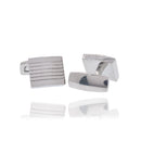 Rhodium Plated Stainless Steel Square 13mm x 15mm Whale Back Cufflink - SCU00002