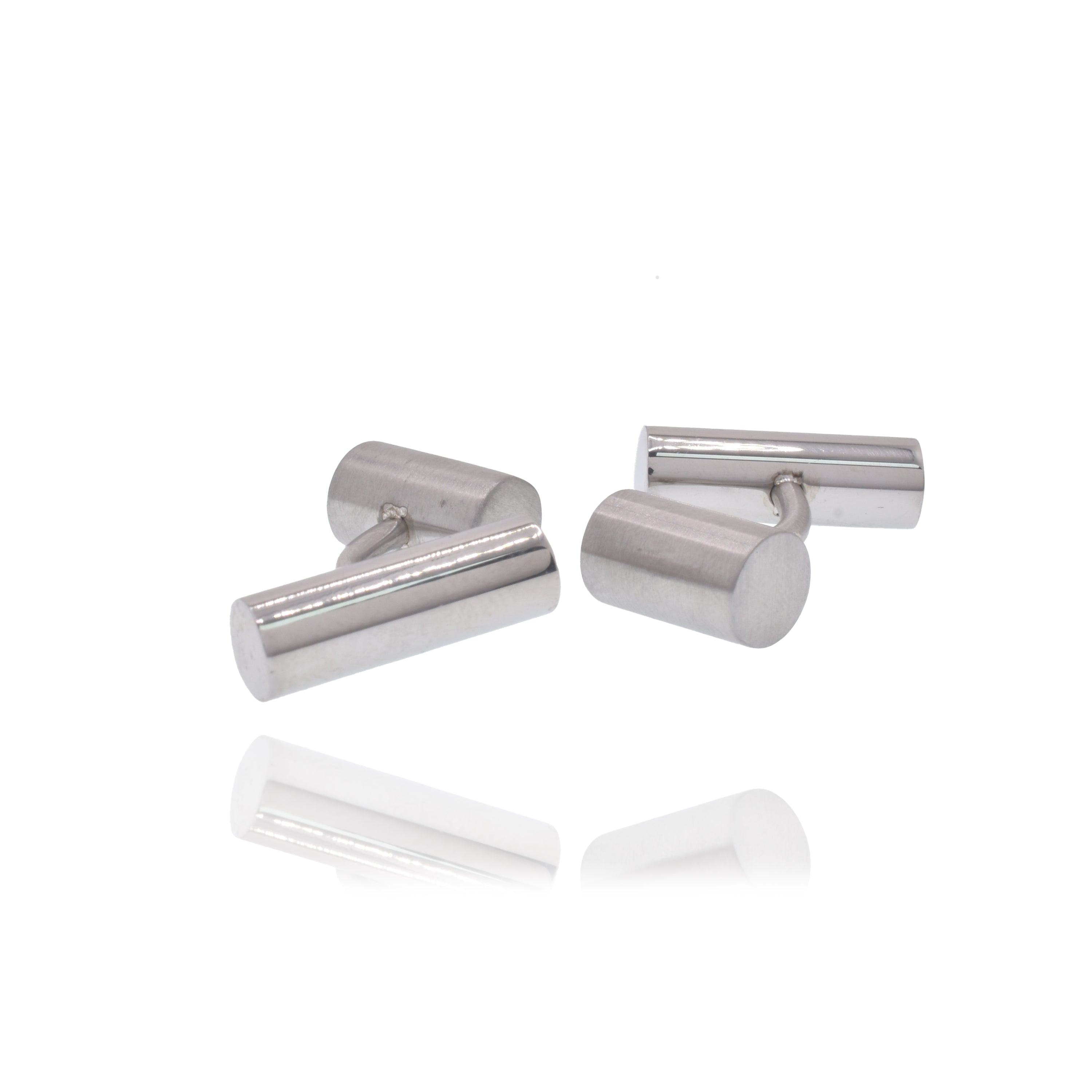Rhodium Plated Stainless Steel Round Bar 18mm x 5mm Cufflink - SCU00005
