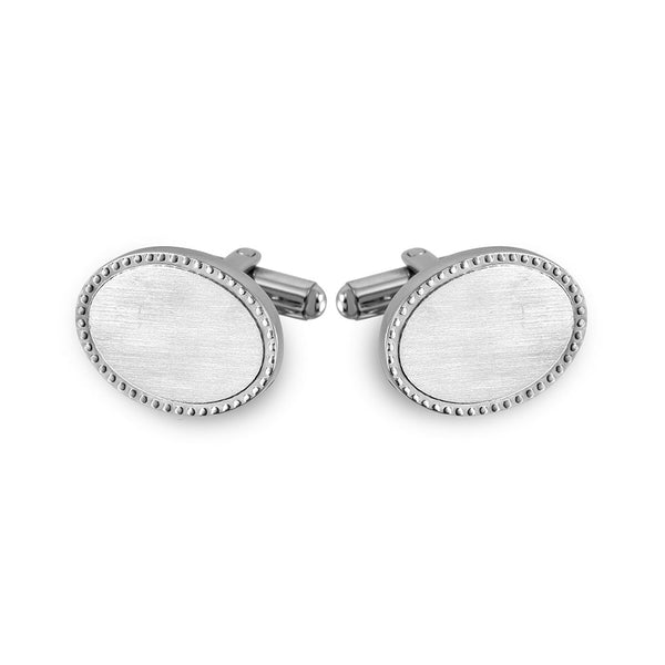 Gemelos de acero inoxidable rodiado con cuentas ovaladas de 15,5 mm x 20 mm y cierre de bala - SCU000011