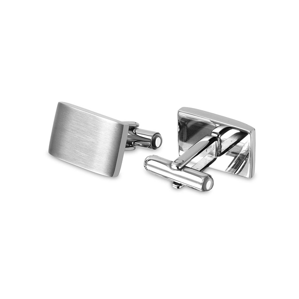 Brushed Finished Stainless Steel 12mm x 19mm Bullet Back Cufflink - SCU000013