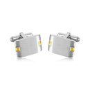 Brushed Finish Gold Accent Stainless Steel Rectangle 13mm x 18mm Bullet Back Cufflink - SCU000020