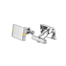 Brushed Finish Gold Accent Stainless Steel Rectangle 13mm x 18mm Bullet Back Cufflink - SCU000020