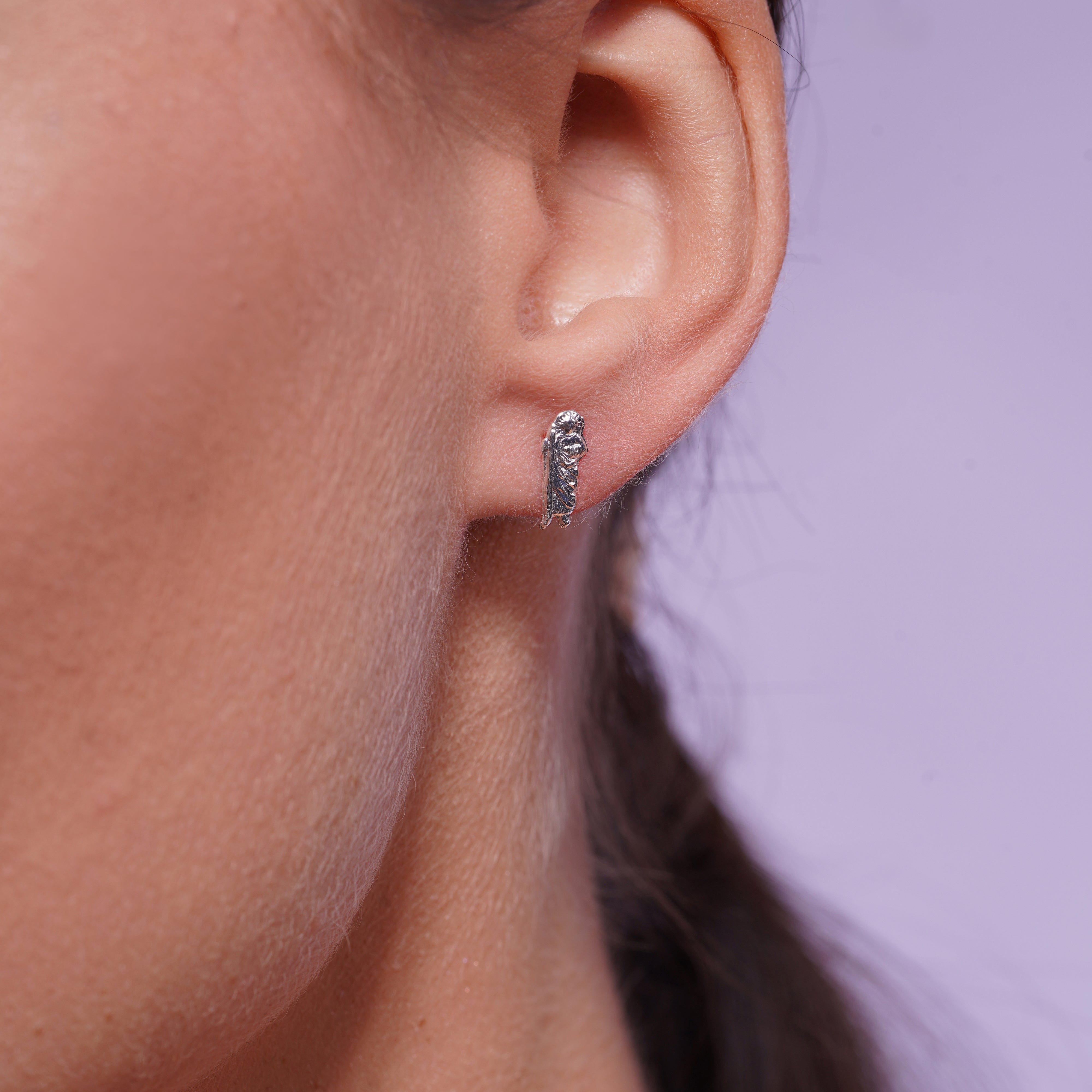 High Polished 925 Silver Small Saint Jude Earrings- SIL00003