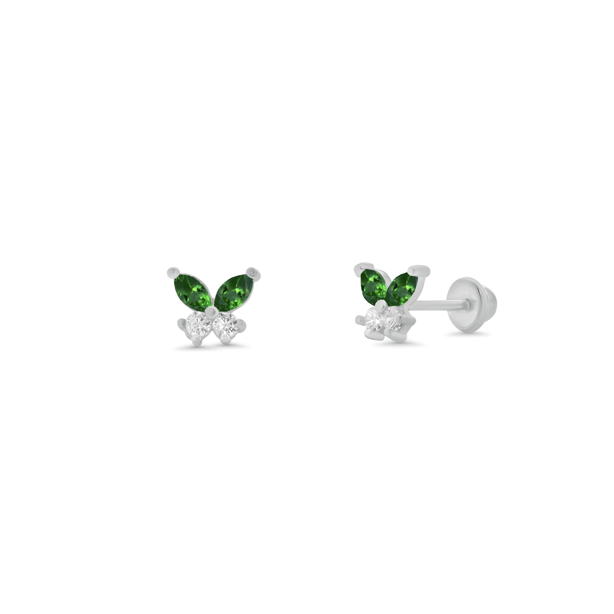 High Polished 925 Silver CZ Butterfly Earring - SIL00005
