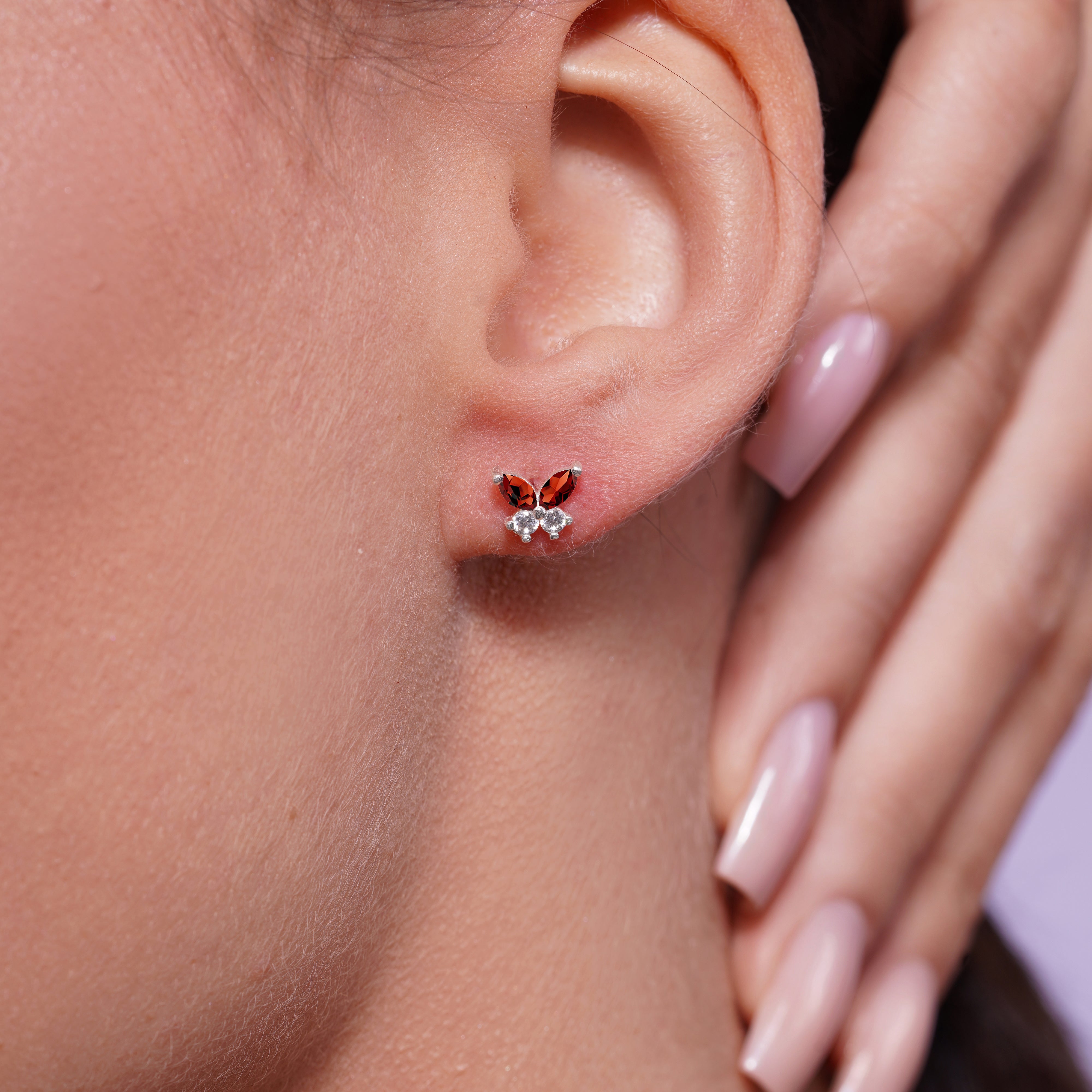 High Polished 925 Silver CZ Butterfly Earring - SIL00005