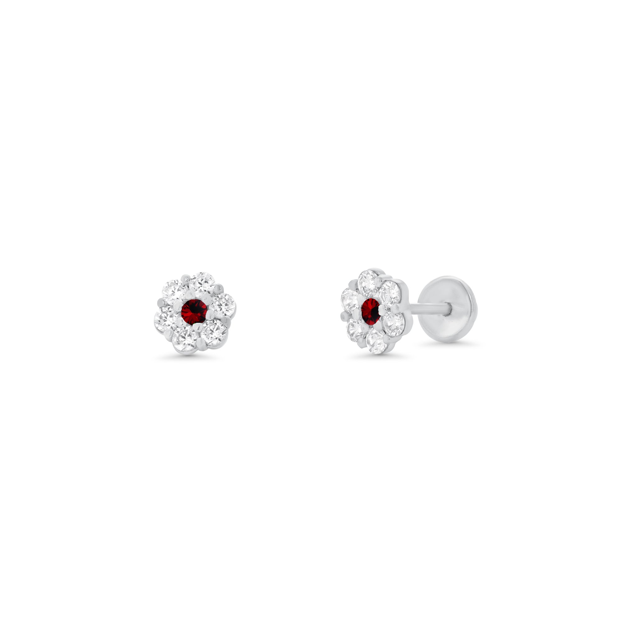 High Polished 925 Silver CZ Mini Rosette Earring - SIL00007