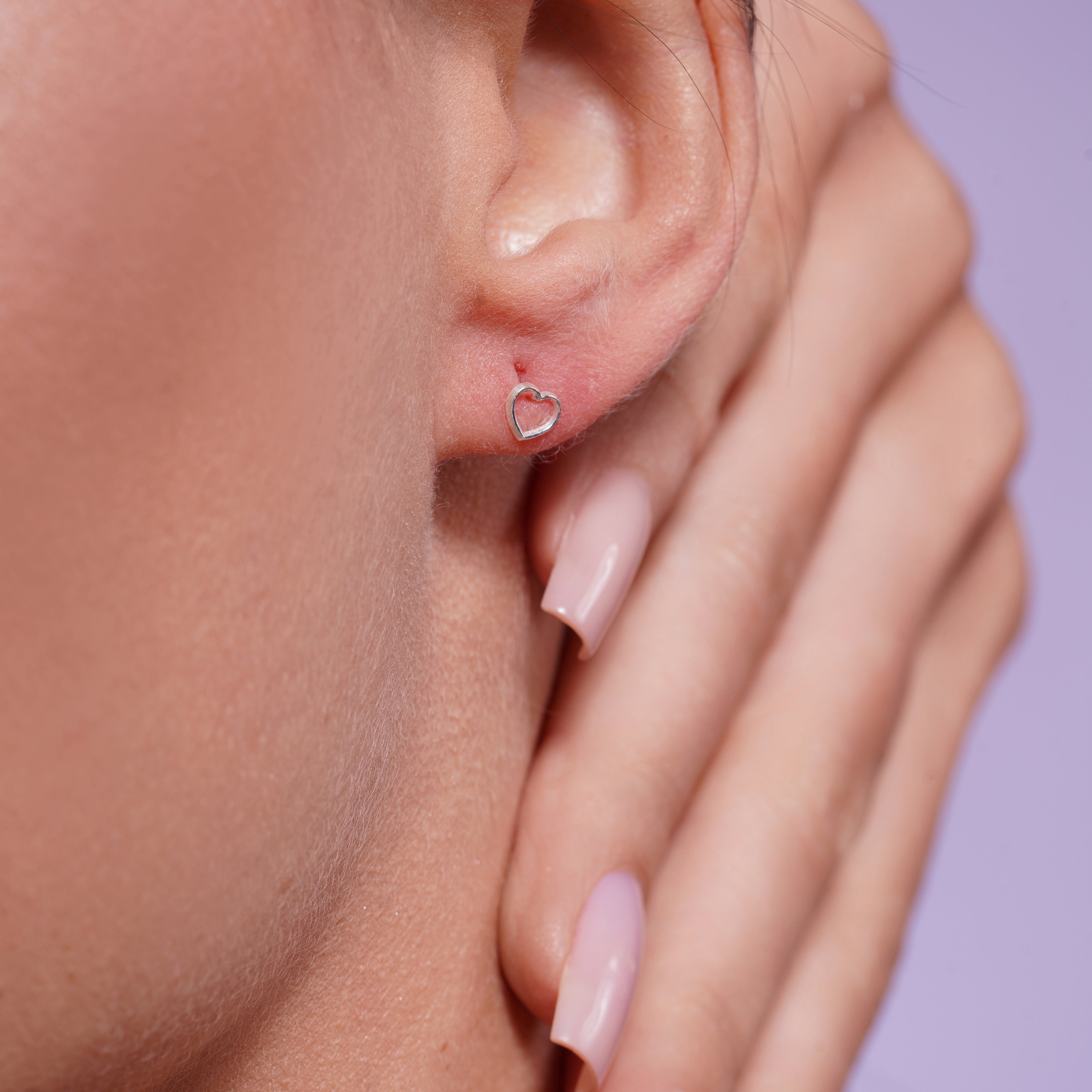 High Polished 925 Silver Heart Silhouette Earrings - SIL00012