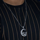 Rhodium Plated 925 Sterling Silver Allah Crescent Hip Hop Pendant - SLP00015