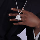 Colgante hip hop con ojo piramidal de circonita cúbica en plata de ley 925 rodiada - SLP00094