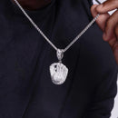 Colgante de plata de ley 925 rodiada con circonita cúbica transparente y diseño de guantes de béisbol - SLP00170