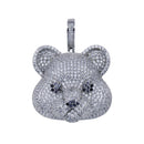 Rhodium Plated 925 Sterling Silver CZ  Bear Hip Hop Pendant - SLP00271