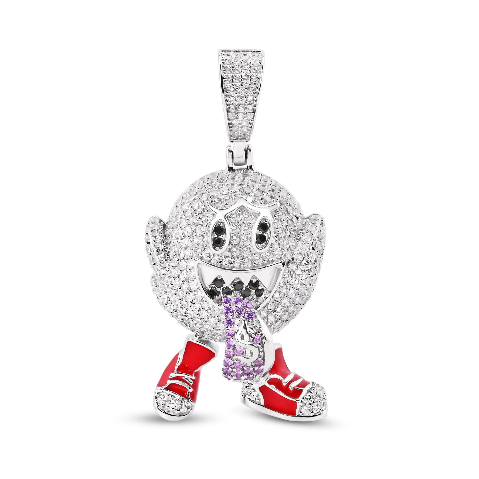 Colgante de plata de ley 925 rodiada con circonitas negras y moradas transparentes - SLP00373