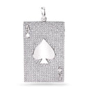 Rhodium Plated 925 Sterling Silver Ace of Spade Clear CZ Pendant - SLP00392