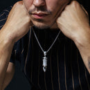 Colgante de bala de plata de ley 925 rodiada con circonita cúbica transparente - SLP00403