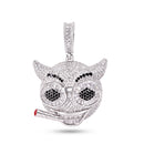 Colgante de plata de ley 925 rodiada con forma de diablo fumando, circonitas transparentes y negras - SLP00408