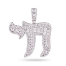 Colgante de cadena judía de plata de ley 925 rodiada con circonita cúbica transparente - SLP00425