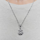 Bisel chapado en rodio de plata 925 para moneda colgante de circonita verde claro y rojo - SLP00357