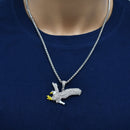 Bisel chapado en rodio de plata 925 para moneda colgante de circonita verde claro y rojo - SLP00357