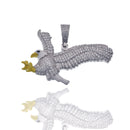 Bisel chapado en rodio de plata 925 para moneda colgante de circonita verde claro y rojo - SLP00357