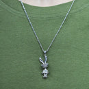 Bisel chapado en rodio de plata 925 para moneda colgante de circonita verde claro y rojo - SLP00357