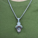 Bisel chapado en rodio de plata 925 para moneda colgante de circonita verde claro y rojo - SLP00357