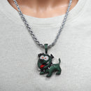 Bisel chapado en rodio de plata 925 para moneda colgante de circonita verde claro y rojo - SLP00357