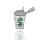 Bisel chapado en rodio de plata 925 para moneda colgante de circonita verde claro y rojo - SLP00357