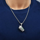 Bisel chapado en rodio de plata 925 para moneda colgante de circonita verde claro y rojo - SLP00357