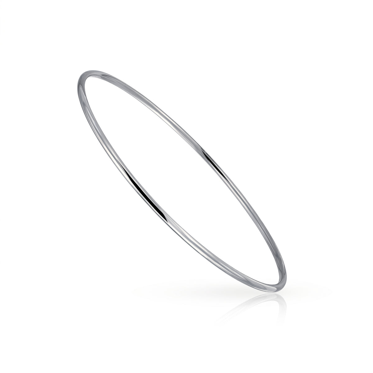 925 Sterling Silver 2mm Plain Bangle Bracelet - SOB00001