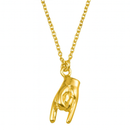 Gold Plated 925 Sterling Silver Hand Horns Pendant Necklace - SOP00152GP