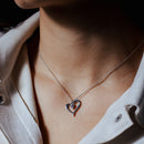 Colgante de corazón de plata de ley 925 rodiada con circonita cúbica transparente - SOP00181