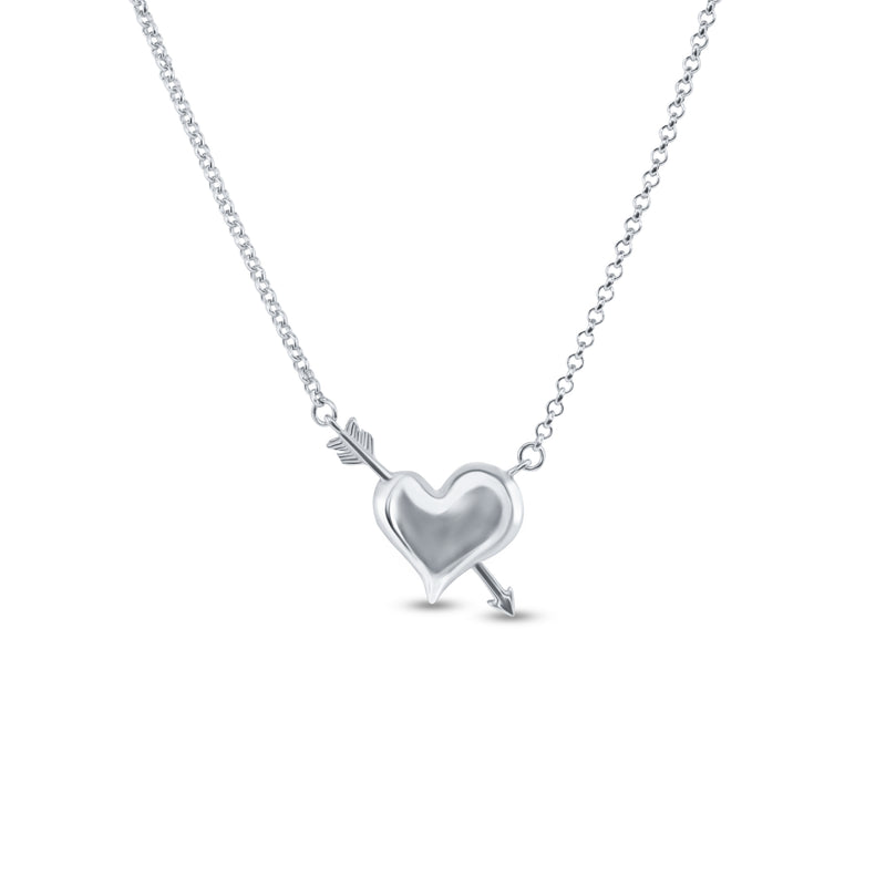 Rhodium Plated 925 Sterling Silver Valentine Heart Necklace Pendant - SOP00182