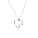 Collar con colgante de corazón y rosa en plata de ley 925 rodiada - SOP00183