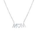 Rhodium Plated 925 Sterling Silver Mom Heart Clear CZ Necklace Pendant - SOP00184